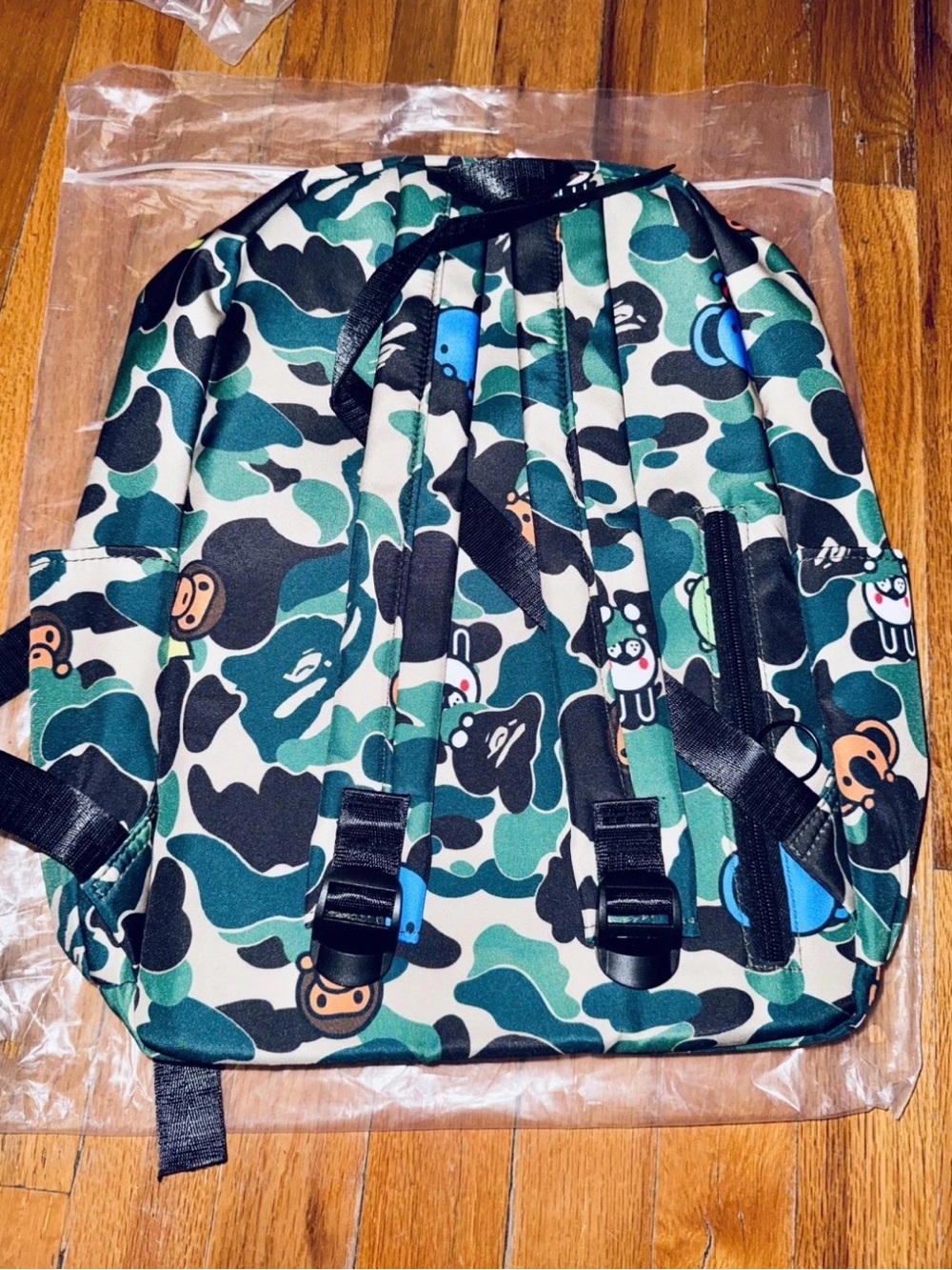 Bape Green Camo Ape Head Print Backpack - Picture 2 of 4